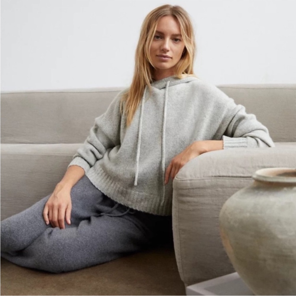 NWOT Babaton Gray 100% cashmere hooded Sweater XS